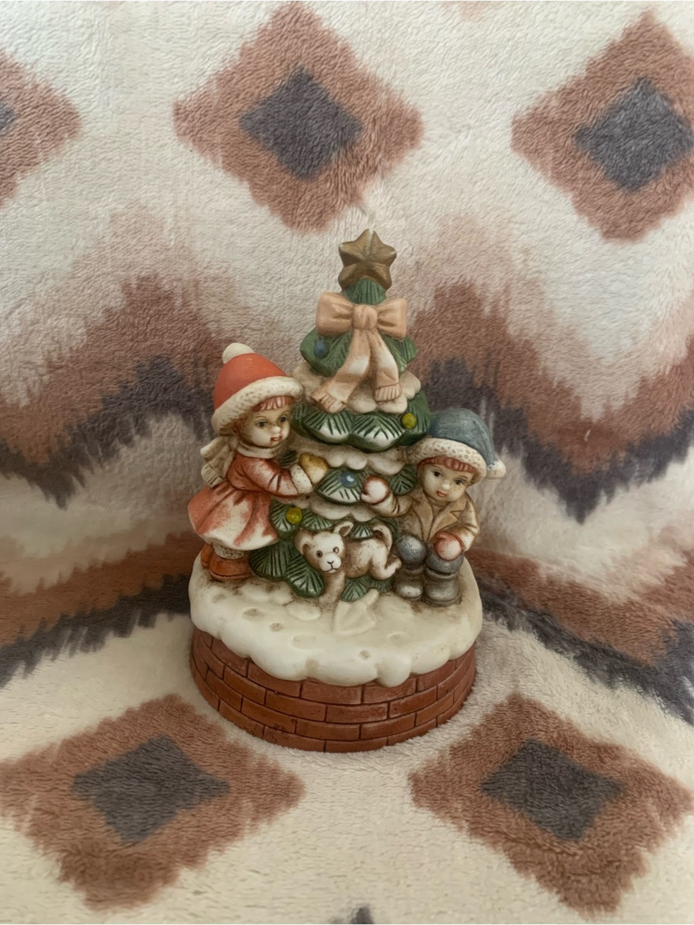 Vintage Lefton Music Box Ceramic Works Plays Deck the halls